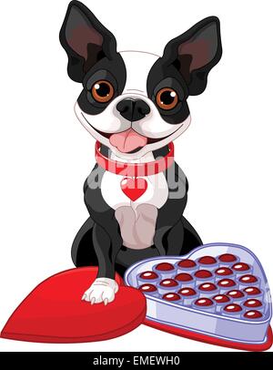 Valentine day Boston terrier Stock Vector