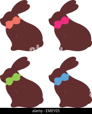 Cute four rabbit mix collection isolated on white Stock Vector