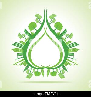 Eco cityscape with cars, buildings icon. vector illustration Stock Vector