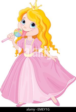 Princess licks lollipop Stock Vector