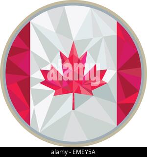 Canada Flag Icon Circle Low Polygon Stock Vector