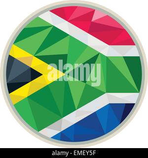 South Africa Flag Icon Circle Low Polygon Stock Vector