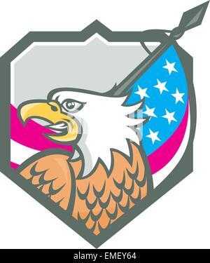 American Bald Eagle Flag Spear Retro Stock Vector