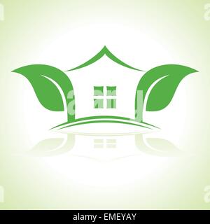 Eco home icon with leaf  vector illustration Stock Vector