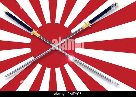 Japanese Flag and Swords Stock Vector