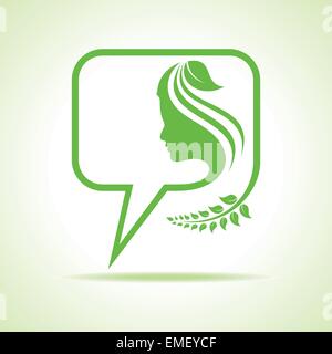 Eco message bubble icon with women face stock vector Stock Vector