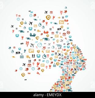 Logistics app icons splash Woman head Stock Vector
