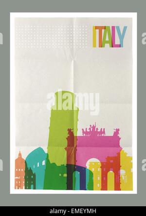 Travel Italy landmarks skyline vintage poster Stock Vector