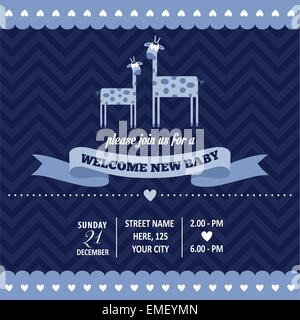 Baby shower invitation with giraffe cartoon vector design Stock Vector ...