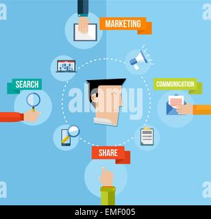 Social media marketing concept flat vector illustration for web banner ...