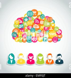 Social media cloud computing concept Stock Vector