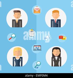 flat banner set with teamwork, business process and success, stock ...