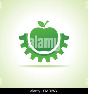 Green apple make gear shape, business technology symbol stock vector Stock Vector