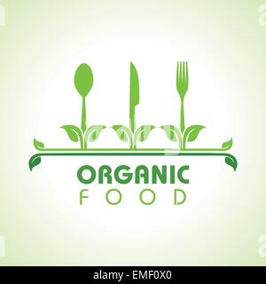 Organic food with kitchen utensils concept stock vector Stock Vector