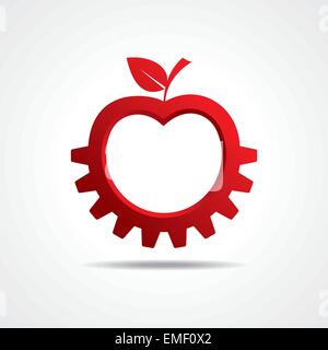 Red apple make gear shape, business technology symbol stock vector Stock Vector