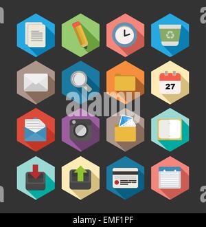 Office flat icons set design Stock Vector