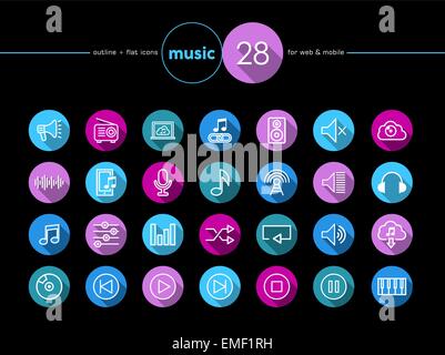 Music flat icons set Stock Vector