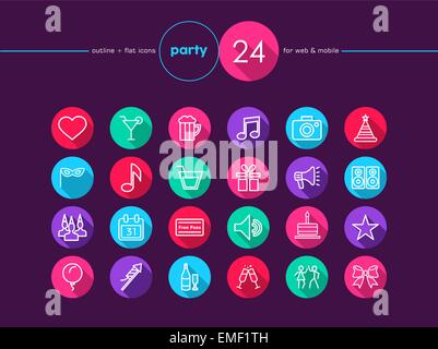 Party flat icons set Stock Vector