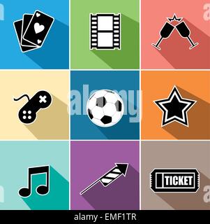 Entertainment icons set flat design Stock Vector