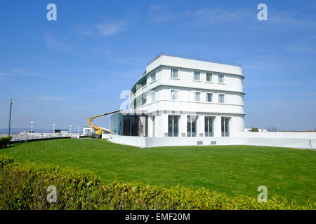 The Midland Hotel in Morecambe was designed by Architect Oliver Hill and is a landmark in the Lancashire resort Stock Photo