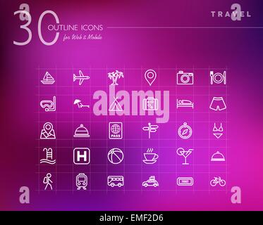 Travel outline icons set Stock Vector