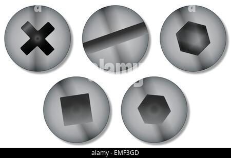Screw Heads Stock Vector