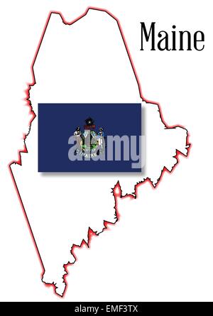 Maine State Map and Flag Stock Vector