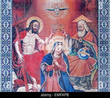 JERUSALEM, ISRAEL - MARCH 5, 2015: The tiled coronation of Virgin Mary in vestibule of St. James Armenian cathedral Stock Photo