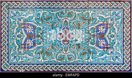 JERUSALEM, ISRAEL - MARCH 5, 2015: The tiled decoration in vestibule of St. James Armenian cathedral from end of 19. cent. Stock Photo