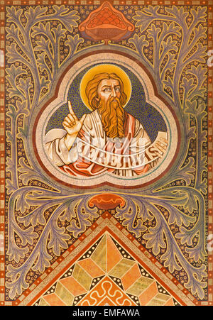 JERUSALEM, ISRAEL - MARCH 3, 2015: The prophet Jeremiah.  Paint on the ceiling r of Evangelical Lutheran Church of Ascension Stock Photo