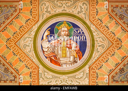 JERUSALEM, ISRAEL - MARCH 3, 2015: The king Salomon. Paint on the ceiling of Evangelical Lutheran Church of Ascension Stock Photo