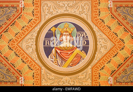 JERUSALEM, ISRAEL - MARCH 3, 2015: The king David. Paint on the ceiling of Evangelical Lutheran Church of Ascension Stock Photo