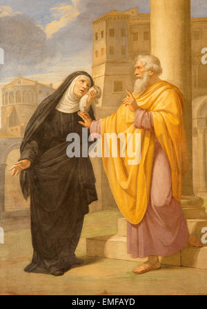 ROME, ITALY - MARCH 27, 2015: The fresco of st. Augustine and his mother st. Monica in Basilica di Sant Agostino (Augustine) Stock Photo