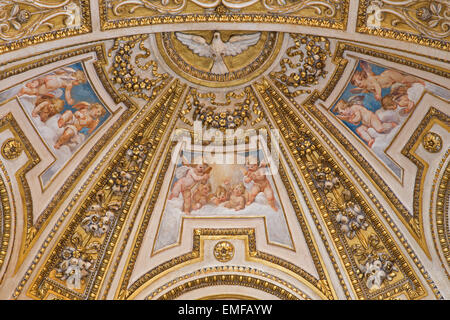 ROME, ITALY - MARCH 27, 2015: The stucco and fresco in apse of side chapel in Basilica di Sant Agostino from 17. cent. Stock Photo