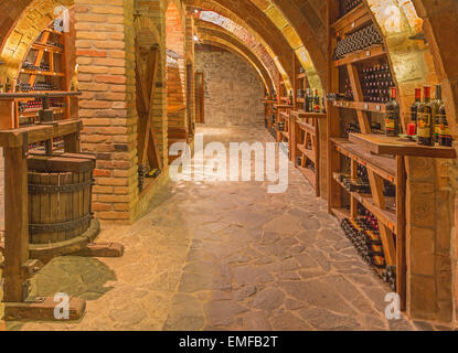 TRNAVA, SLOVAKIA - MARCH 3, 2014: Indoor of wine cellar of great Slovak producer 'Mrva and Stanko'. Stock Photo