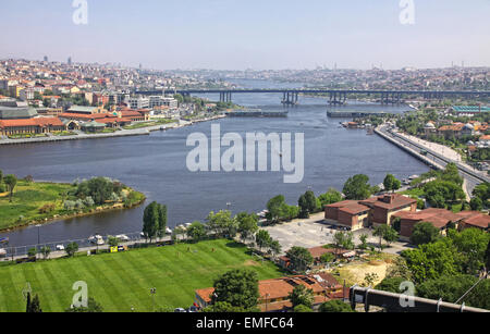 Istanbul city, Turkey. Panoramic view of Golden Horn from Eyup-Pierre Loti Point Stock Photo