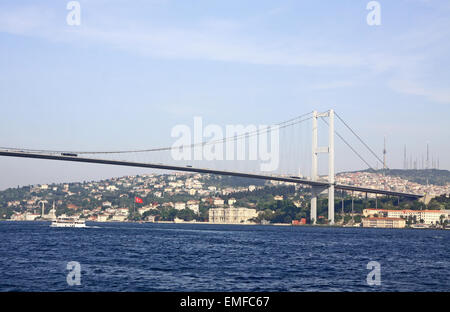 Bosphorus Bridge (also called the First Bosphorus Bridge) over the Bosphorus strait in Istanbul, Turkey Stock Photo