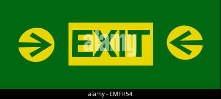 Exit sign isolated on green background Stock Photo