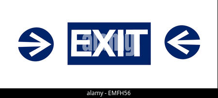 Exit sign with two arrows on white background Stock Photo