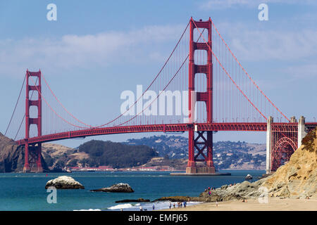 Golden Gate Bridge seen from above Baker Beach Stock Photo