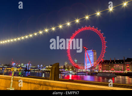 The London Eye and River Thames At Night London UK Stock Photo