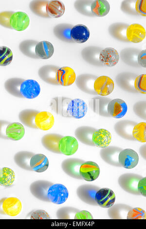colorful glass marbles on white background Stock Photo