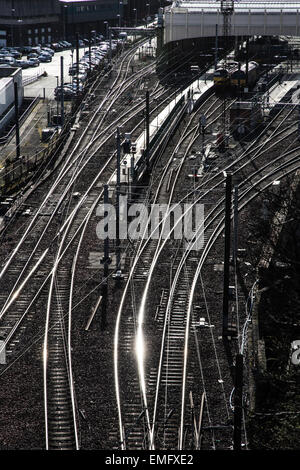 Rail track junction Scotland, UK Stock Photo - Alamy