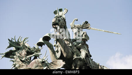 Statue of Saint George and the dragon in Old Town Stockholm, Sweden. Stock Photo