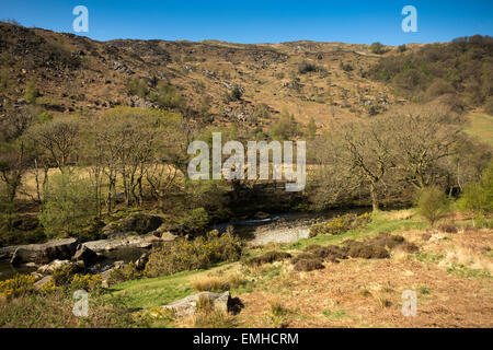 UK, Wales, Gwynedd, Welsh Mountain Railway, Snowdonia Aberglasyn Pass, Glaslyn River Stock Photo