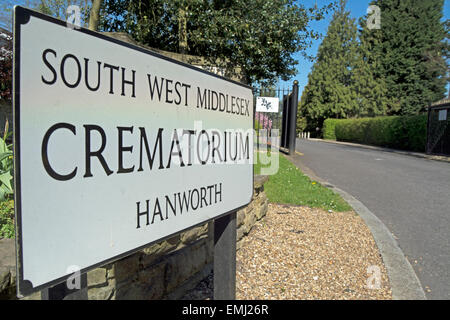 entrance sign for south west middlesex crematorium, hanworth, middlesex, england Stock Photo