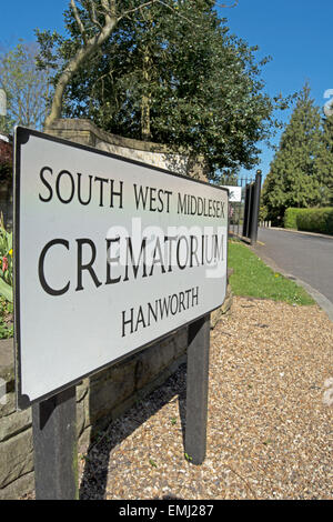 entrance sign for south west middlesex crematorium, hanworth, middlesex, england Stock Photo