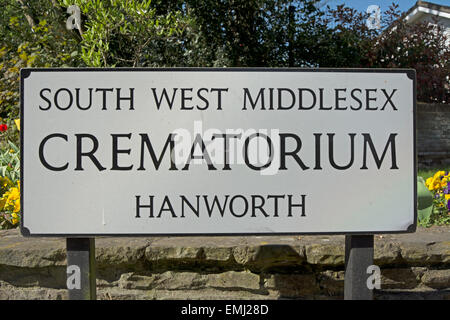 entrance sign for south west middlesex crematorium, hanworth, middlesex, england Stock Photo