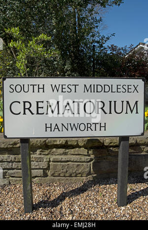 entrance sign for south west middlesex crematorium, hanworth, middlesex, england Stock Photo