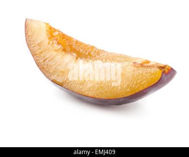 Slice of plum isolated on white background Stock Photo